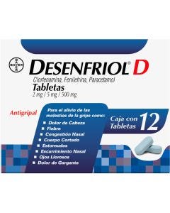 DESENFRIOL D 2 MG/5 MG/500 MG 12 TABLETAS