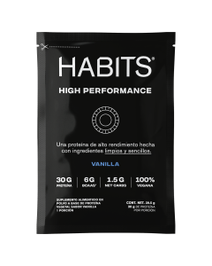  HABITS PROTEÍNA VEGANA SOBRE INDIVIDUAL SABOR VAINILLA HIGH PERFORMANCE 39.5 GR 