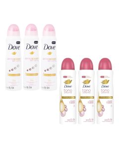 Kit 6 Desodorantes Dove: Aclarantes Spray y Aerosol 89g