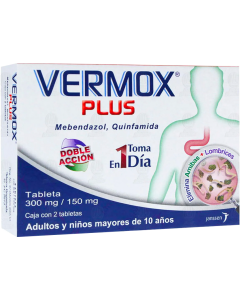 VERMOX PLUS 300 MG/150 MG 2 TABLETAS