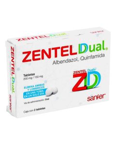 ZENTEL DUAL 200 MG/150 MG 2 TABLETAS